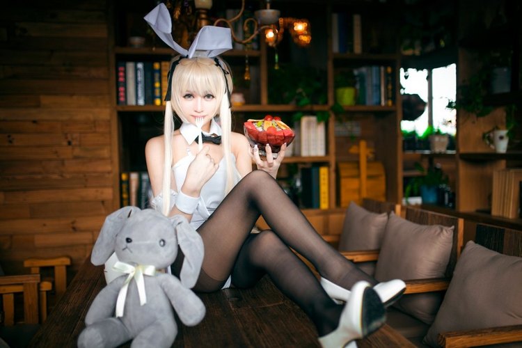 图片[2]-美女模特Cosplay春日野穹兔女郎写真-COS世界