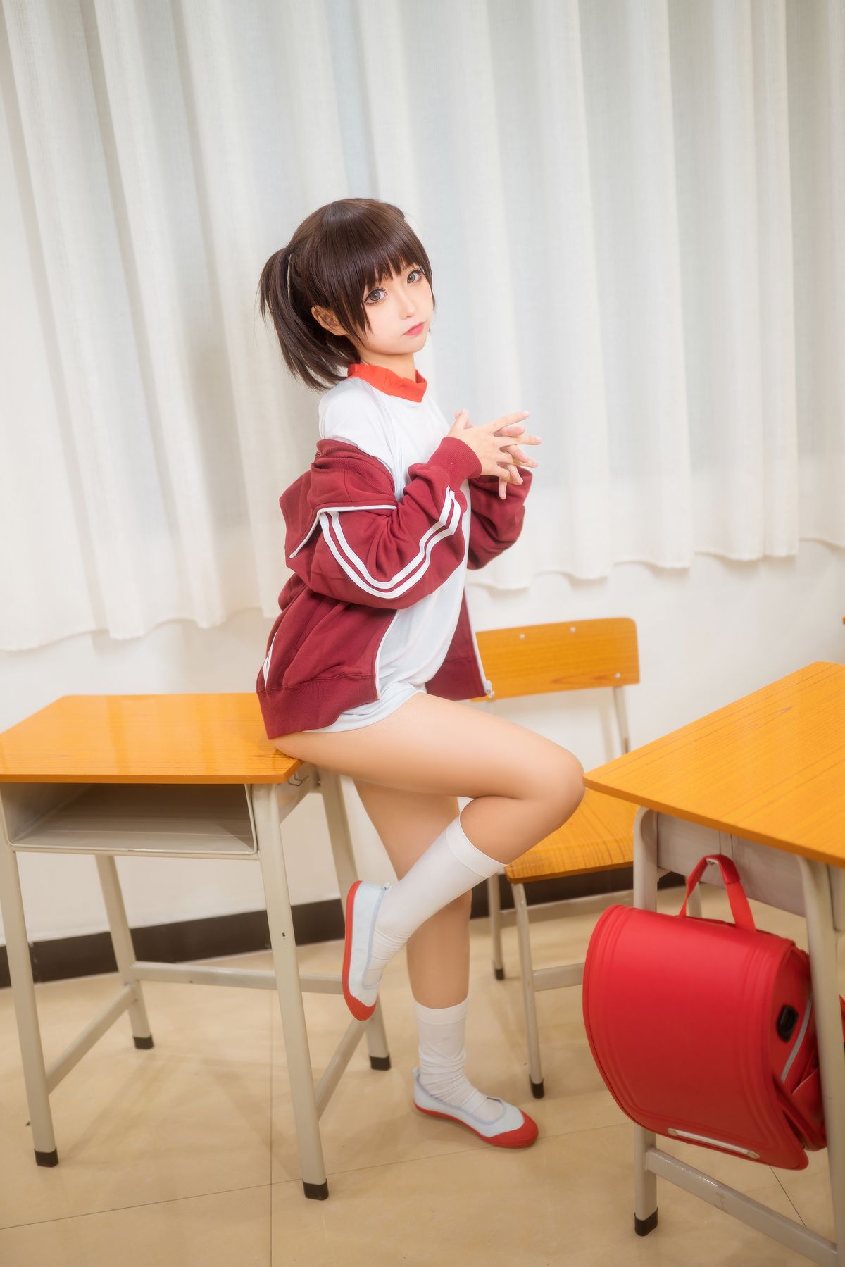图片[4]-蠢沫沫-体操服红-COS世界