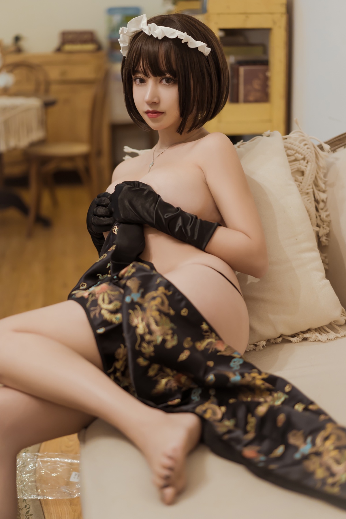 图片[2]-过期米线线喵-黑色旗袍[43P-61MB]-COS世界