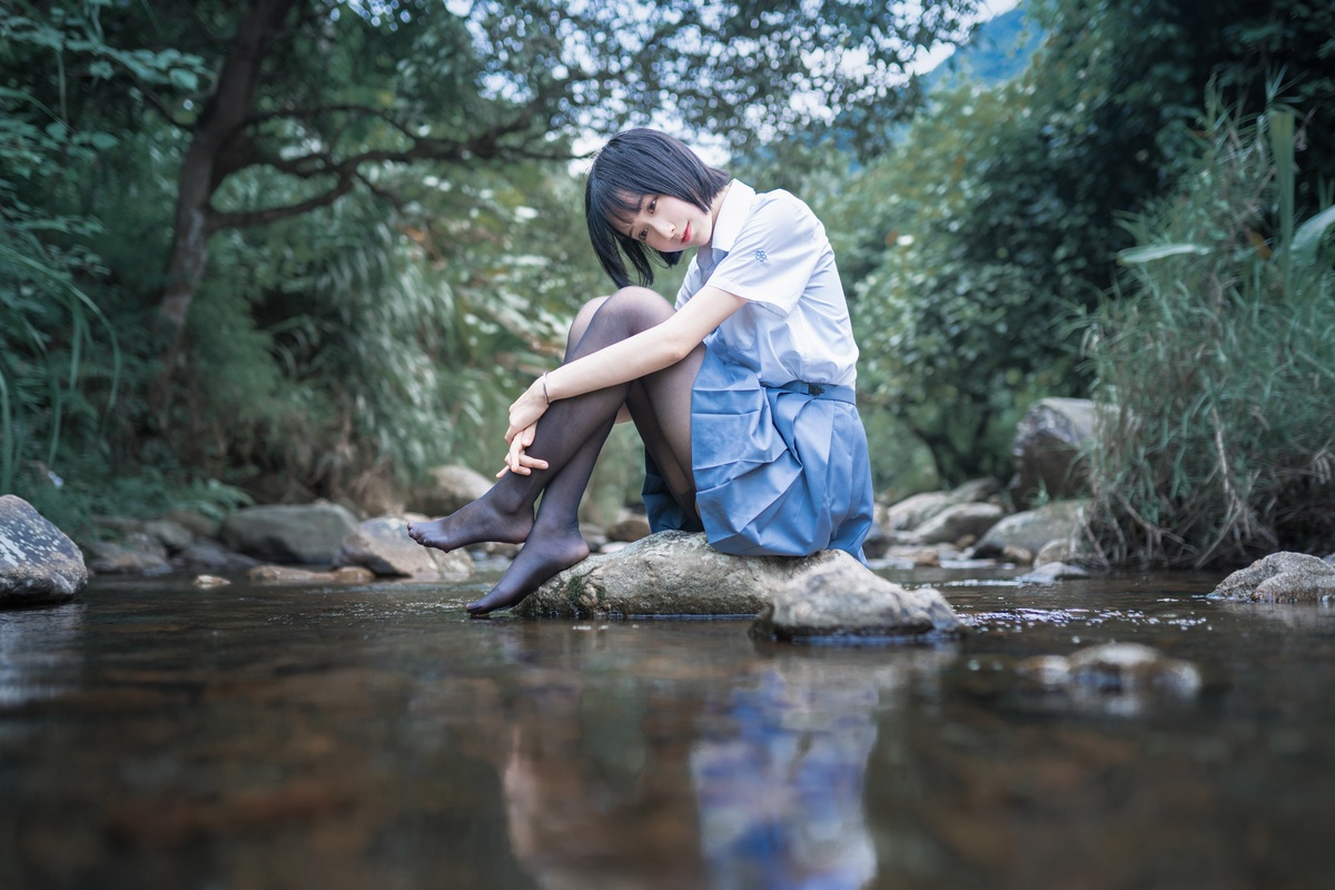 图片[2]-木绵绵OwO NO.027 水色溪边制服 [51P-177MB]-COS世界