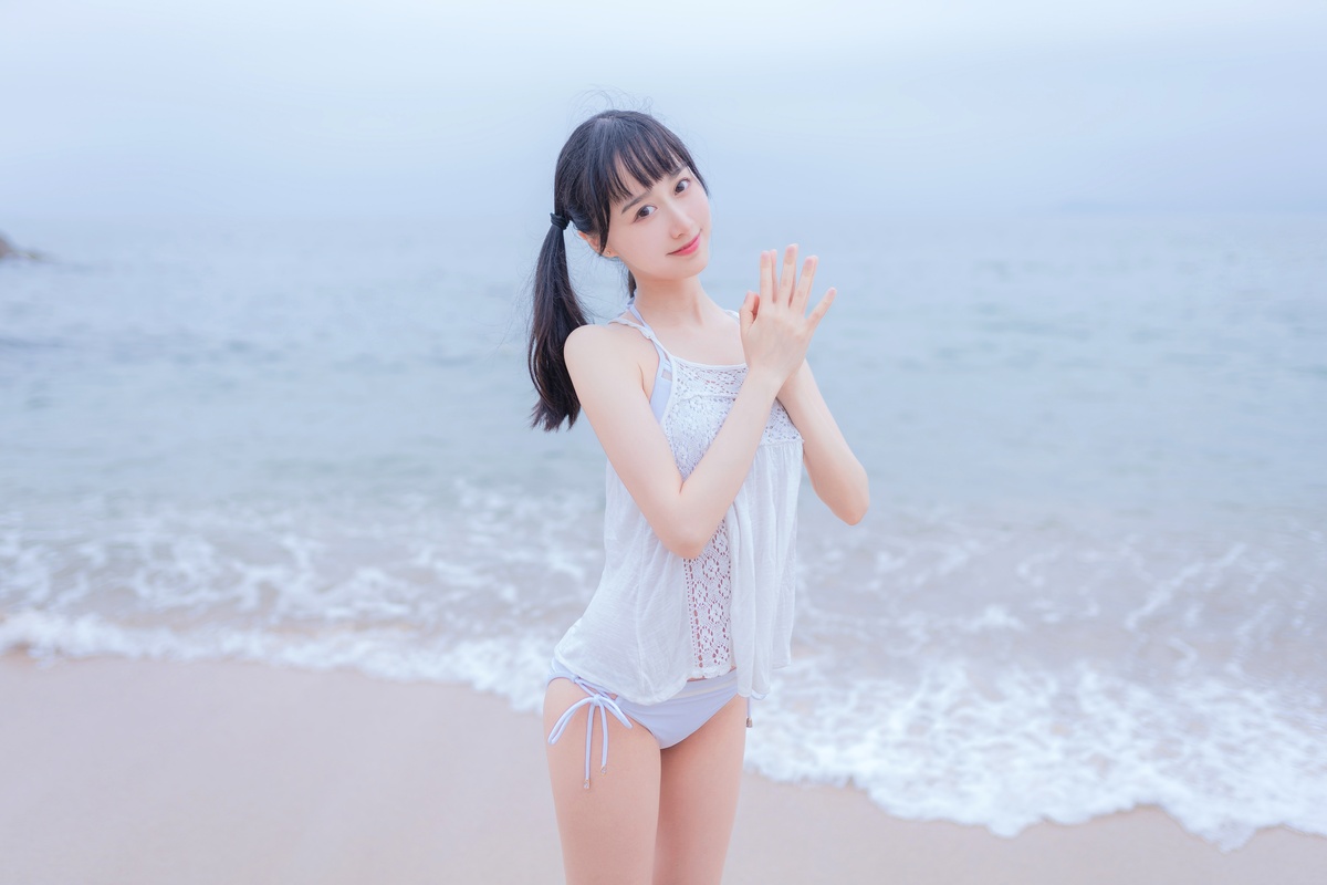 木绵绵OwO NO.036 海边白色比基尼 [30P-133MB]-COS世界