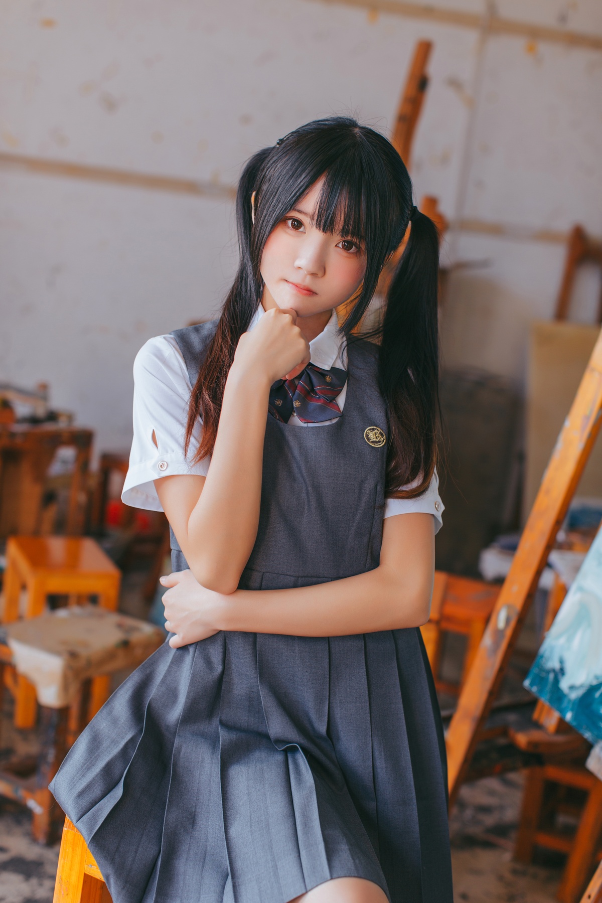 【coser】020【桜桃喵】画室少女-COS世界