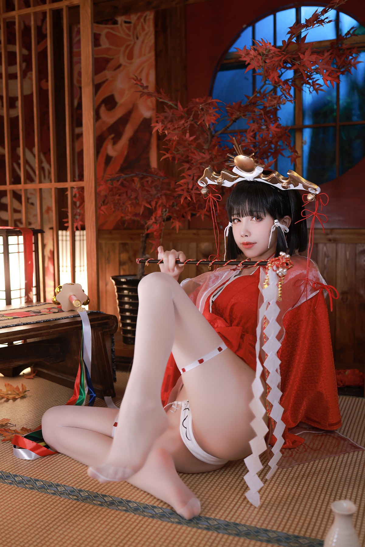 图片[3]-【微博Coser】水淼aqua – 黑兽辉夜巫女（正片+自拍）-COS世界