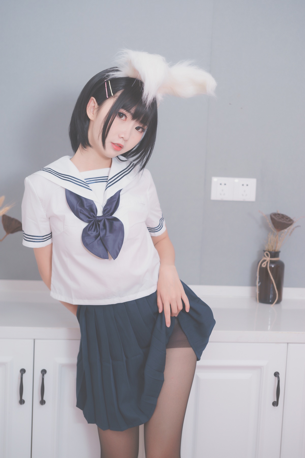 图片[2]-微博Coser@面饼仙儿 NO.053 面饼兔耳jk-COS世界