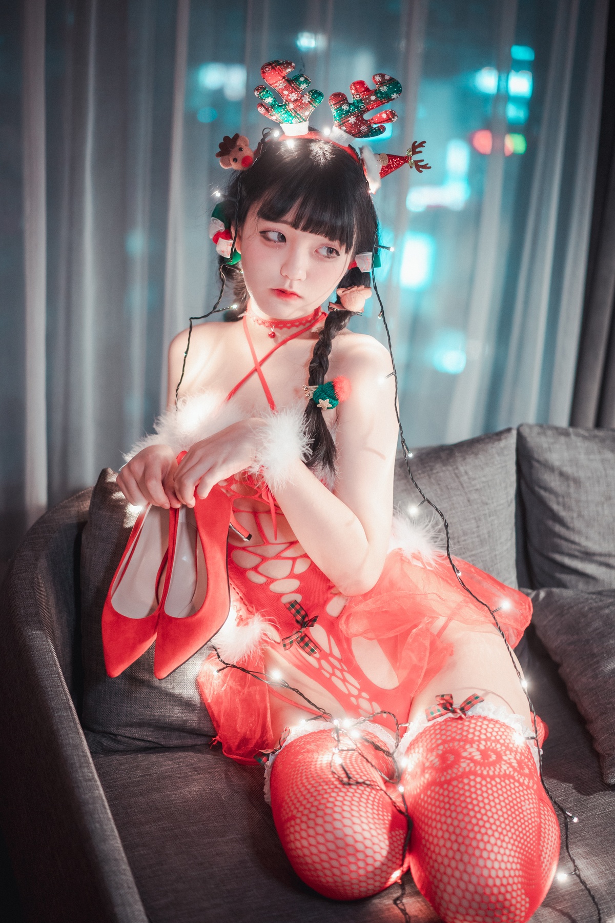 图片[3]-「韩国网红」Jenny 圣诞红丝透明萝莉资源-COS世界